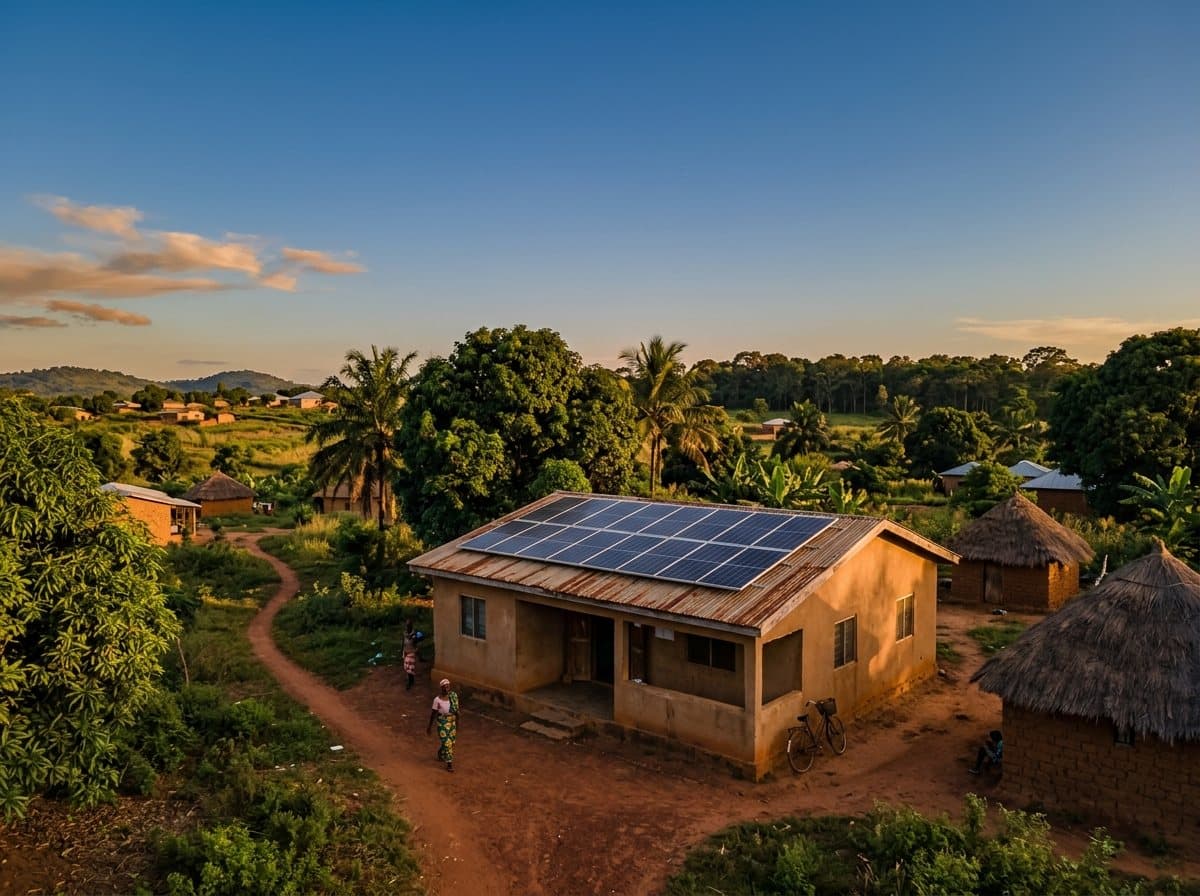 Solar panels providing renewable energy to a community